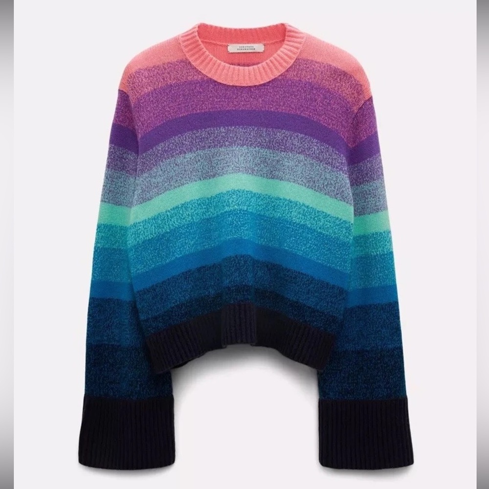 Dorothee Schumacher Chromatic Statements Rainbow Pullover Crop Sweater SZ-4; L